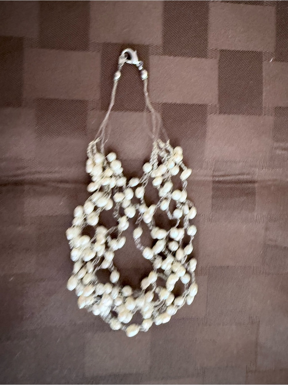 Vintage multi-strand floating pearl illusion necklace with freshwater pearls.
